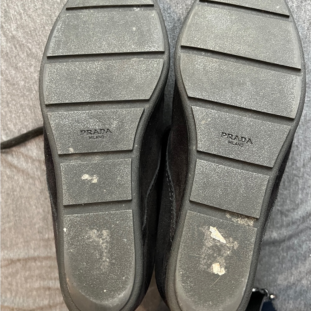 PRADA Half Boot Wedge Lace Booties 3TZ037 Black Suede IT 40.5 US 10-10.5 Shoes - Picture 10 of 11